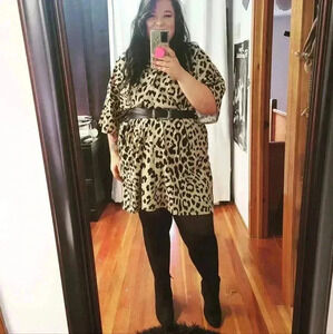 Plus Size Leopard Print Shirt Dress